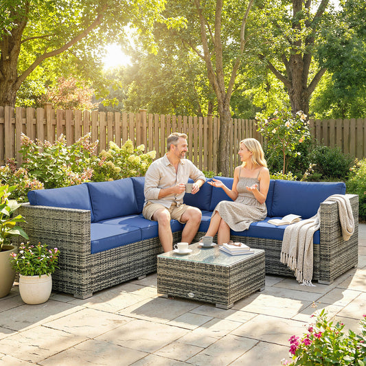 Riviera Four-Piece Rattan Sofa Set - Blue