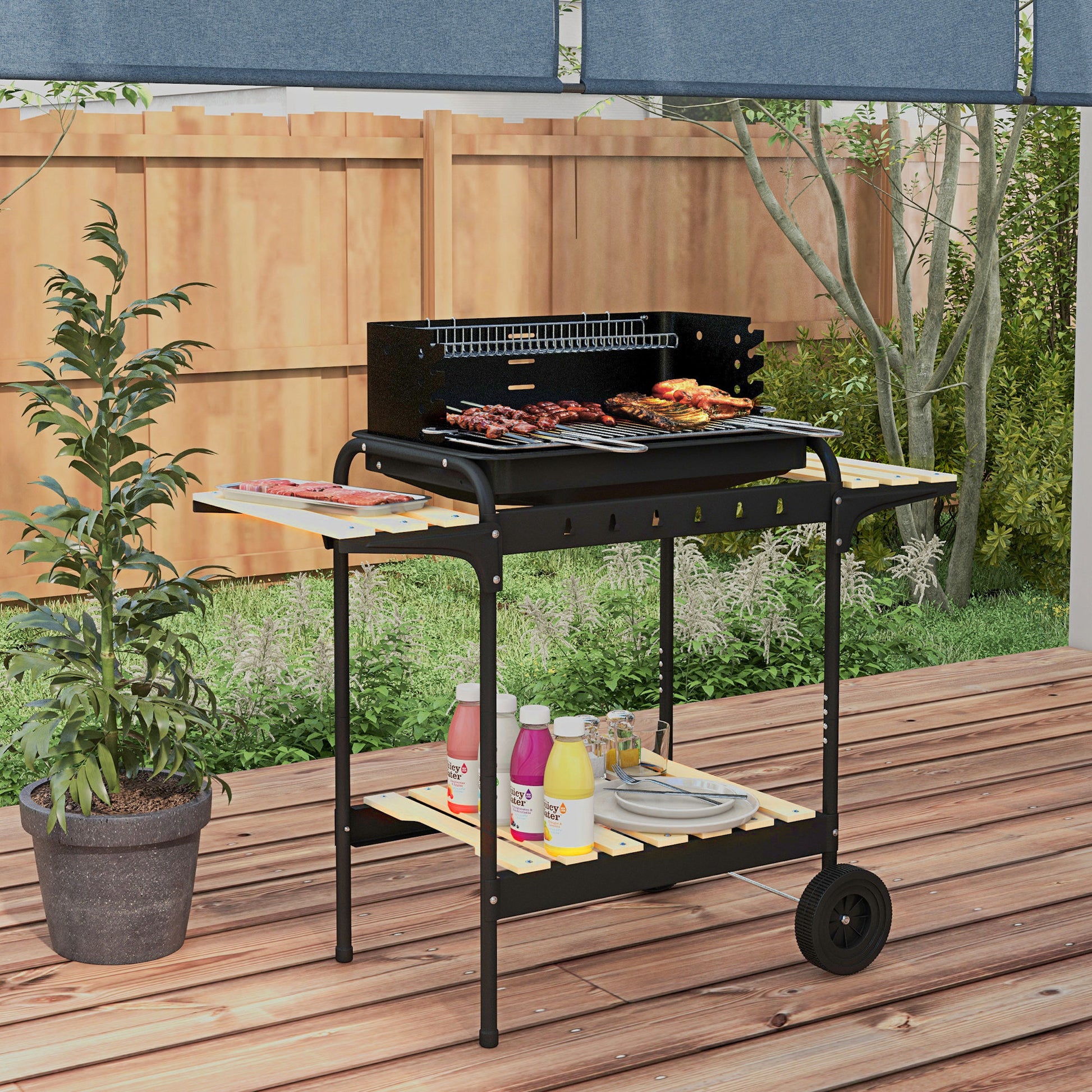 Charcoal BBQ with Adjustable Grill Height