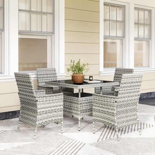 Ibiza Rattan Garden Furniture Set, Garden Dining Table and Chairs 4 Seater with Cushions