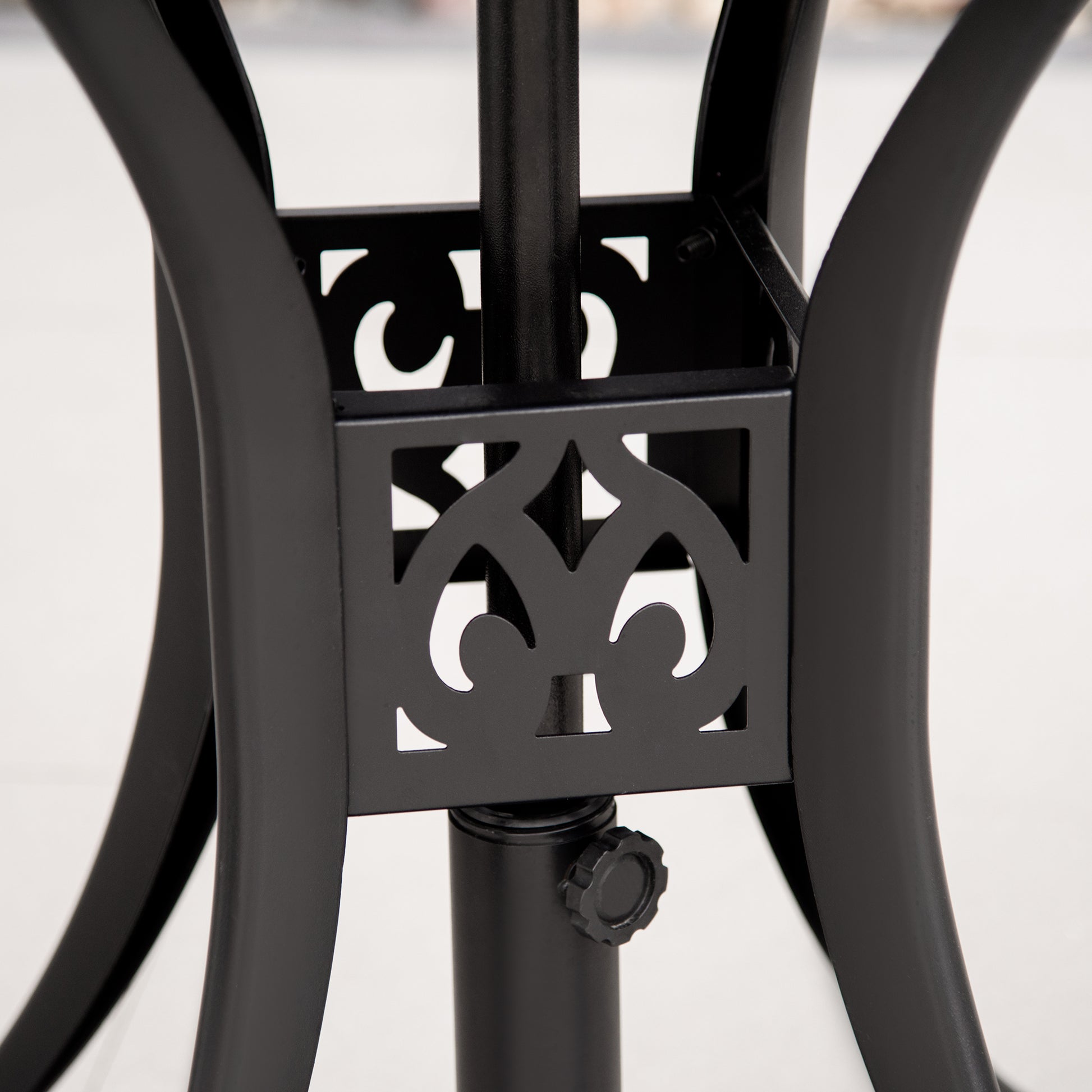 Outsunny 78 cm Round Garden Dining Table with Parasol Hole Antique Cast Aluminium Outdoor Table Only, Black