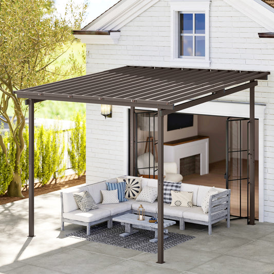 3 x 3(m) Garden Pergola with Waterproof Metal Roof, Lean to Pergola Hardtop Gazebo
