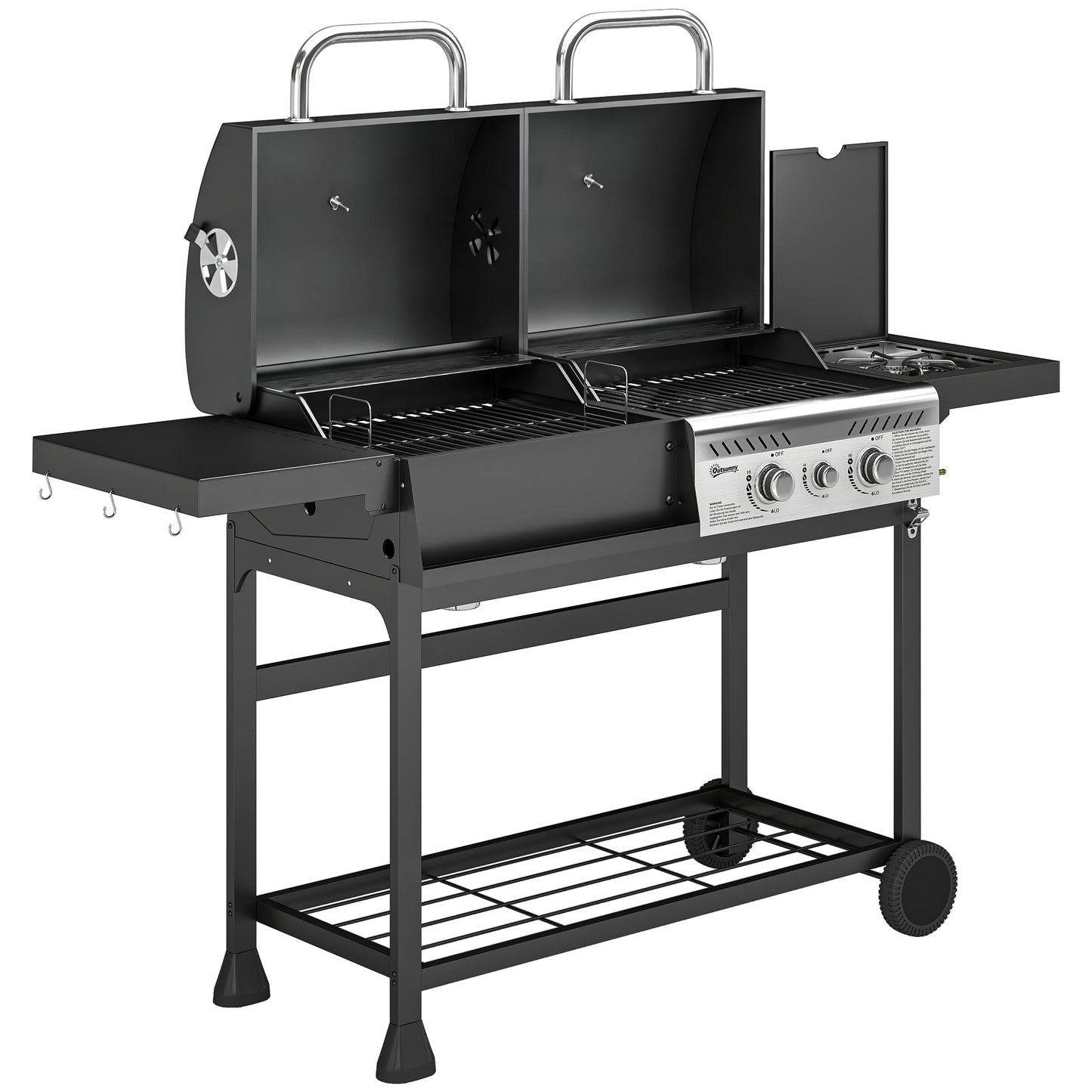 Outsunny Dual Fuel BBQ Grill - Black