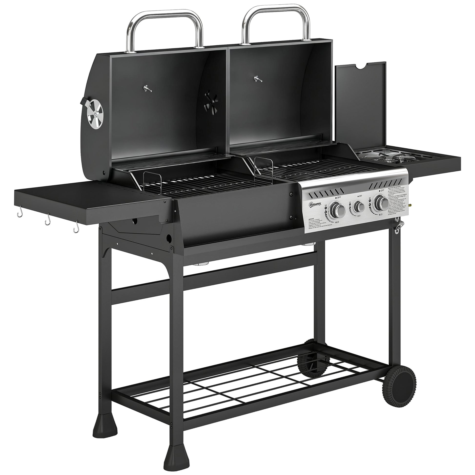 Outsunny Dual Fuel BBQ Grill - Black