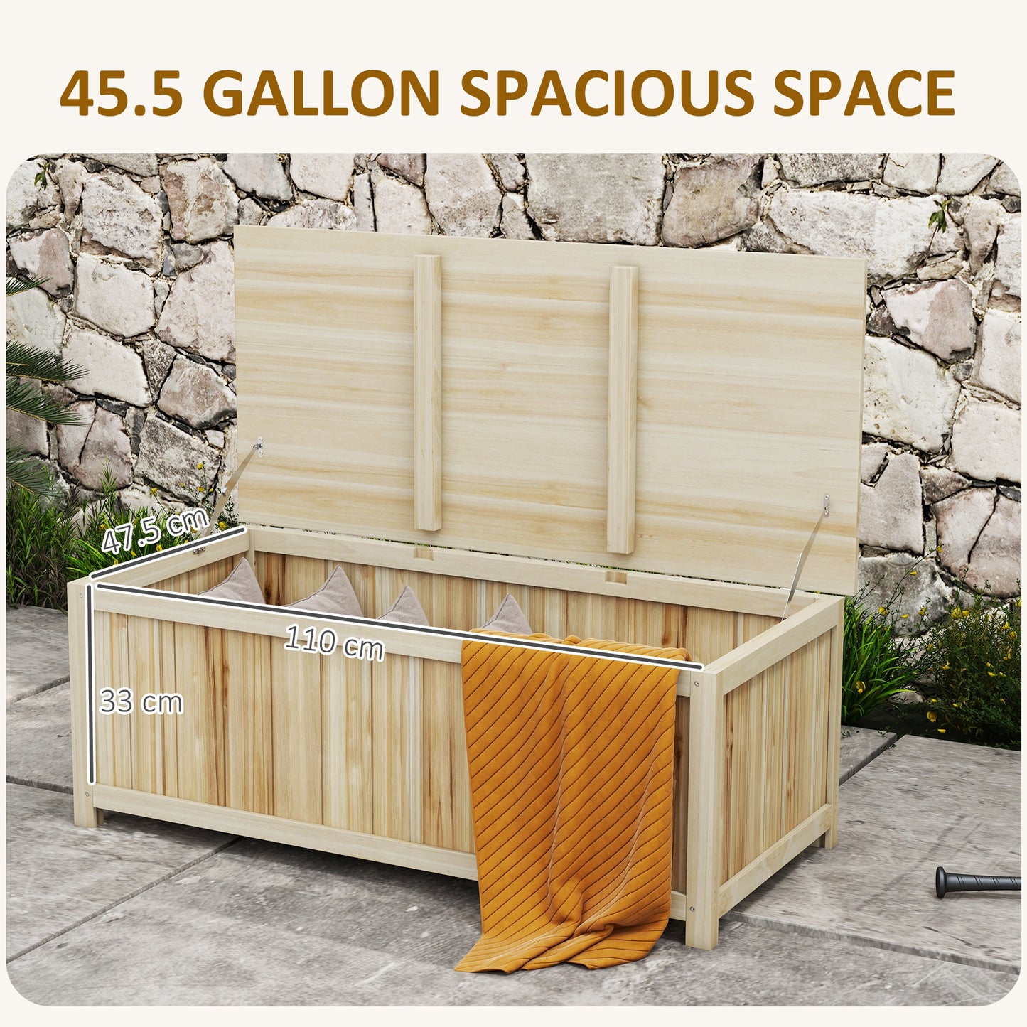 Outsunny - 172L Wooden Garden Storage Box, Natural Wood Finish