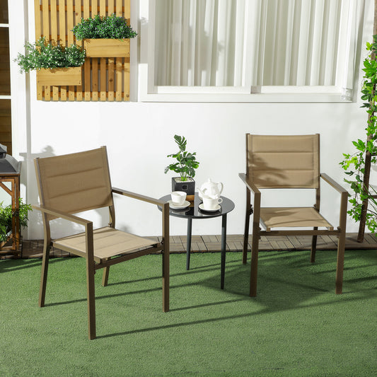 Capri Set of Two Aluminium Stacking Garden Chairs - Khaki