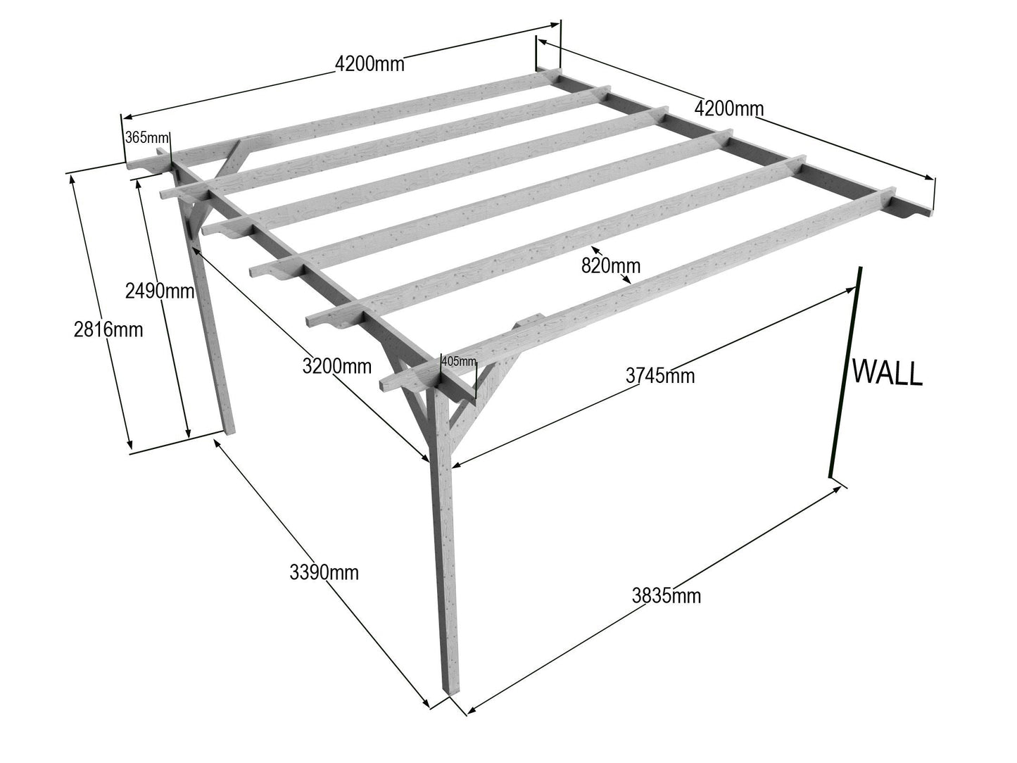 Wall Mounted Wooden Pergola Kit - Champion Design