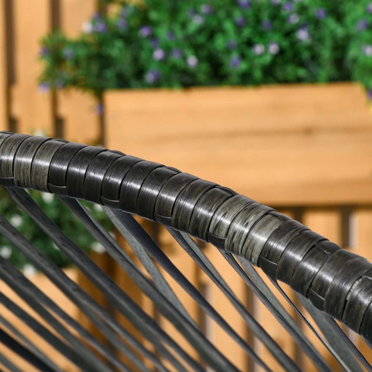 Outsunny String Rattan Egg Chair with 2,000 Hours UV Resistance and 14cm Thick Seat Cushion - Grey/Black