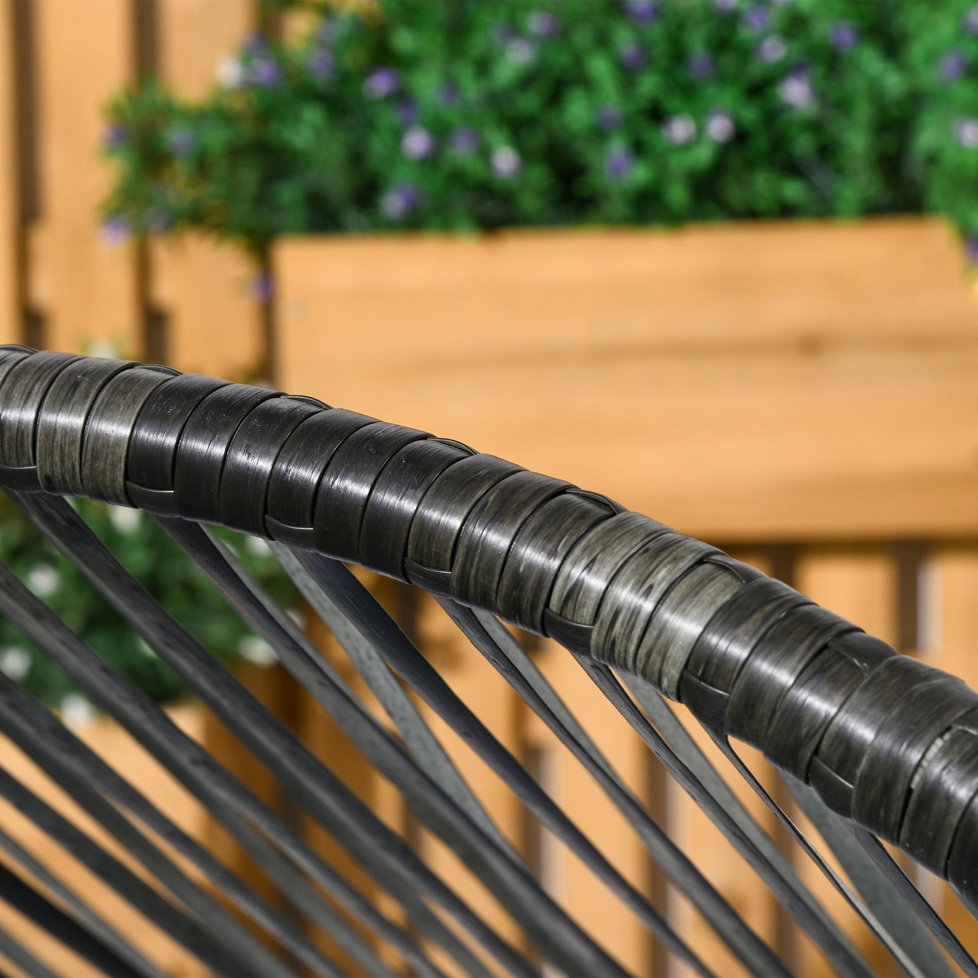 Outsunny String Rattan Egg Chair with 2,000 Hours UV Resistance and 14cm Thick Seat Cushion - Grey/Black