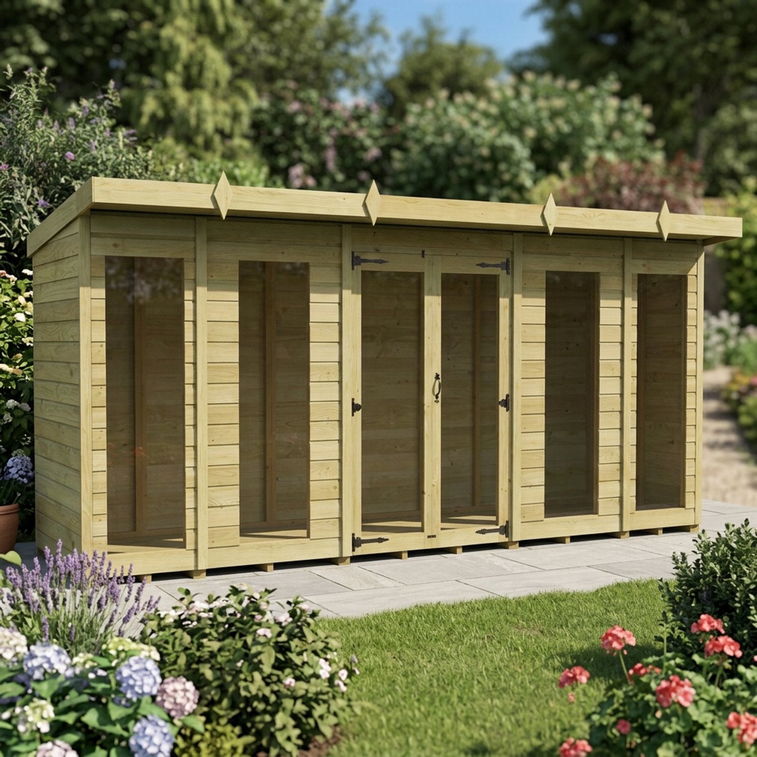 14 x 4 Pent Summer House (Full Height Window) - view 3