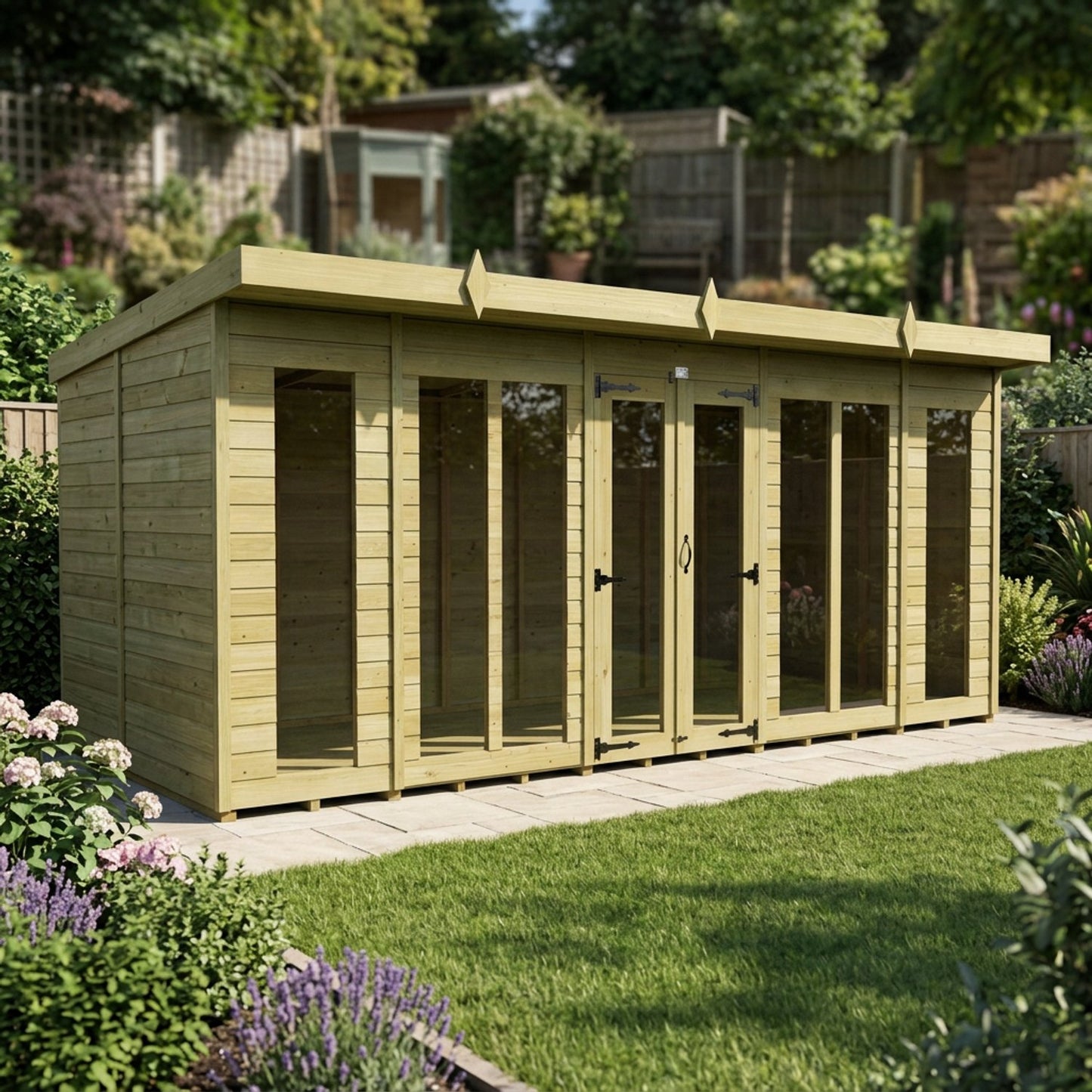 18 x 7 Pent Summer House (Full Height Window) - view 6