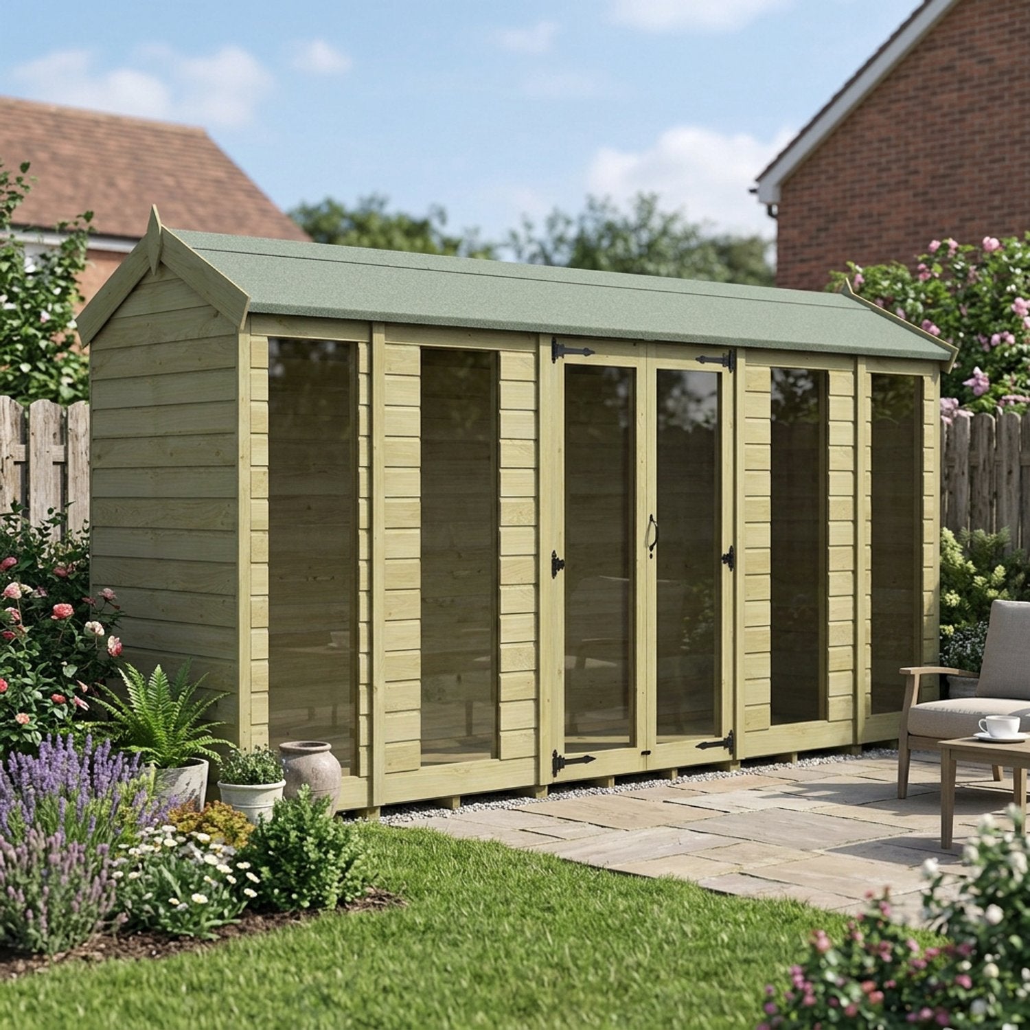 14 x 4 Apex Summer House (Full Height Window) - view 6