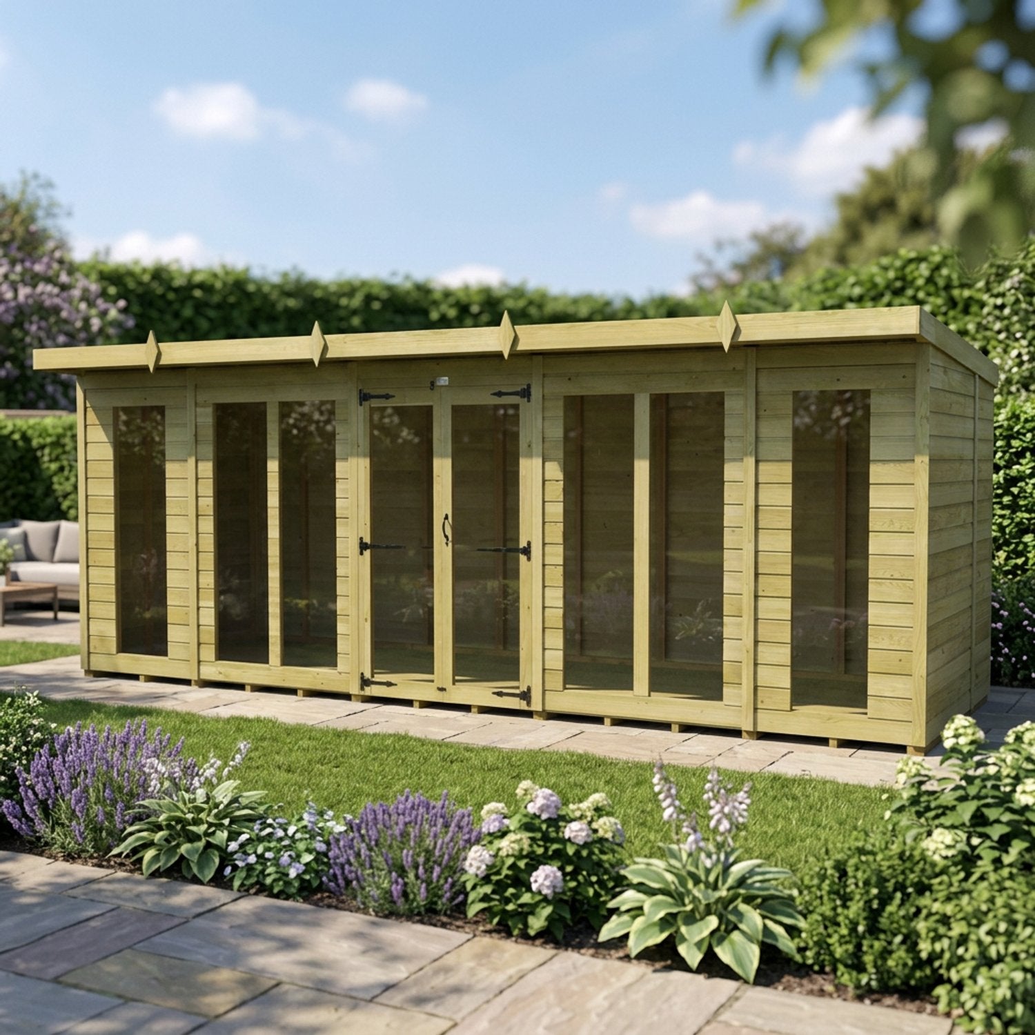 18 x 8 Pent Summer House (Full Height Window) - view 5