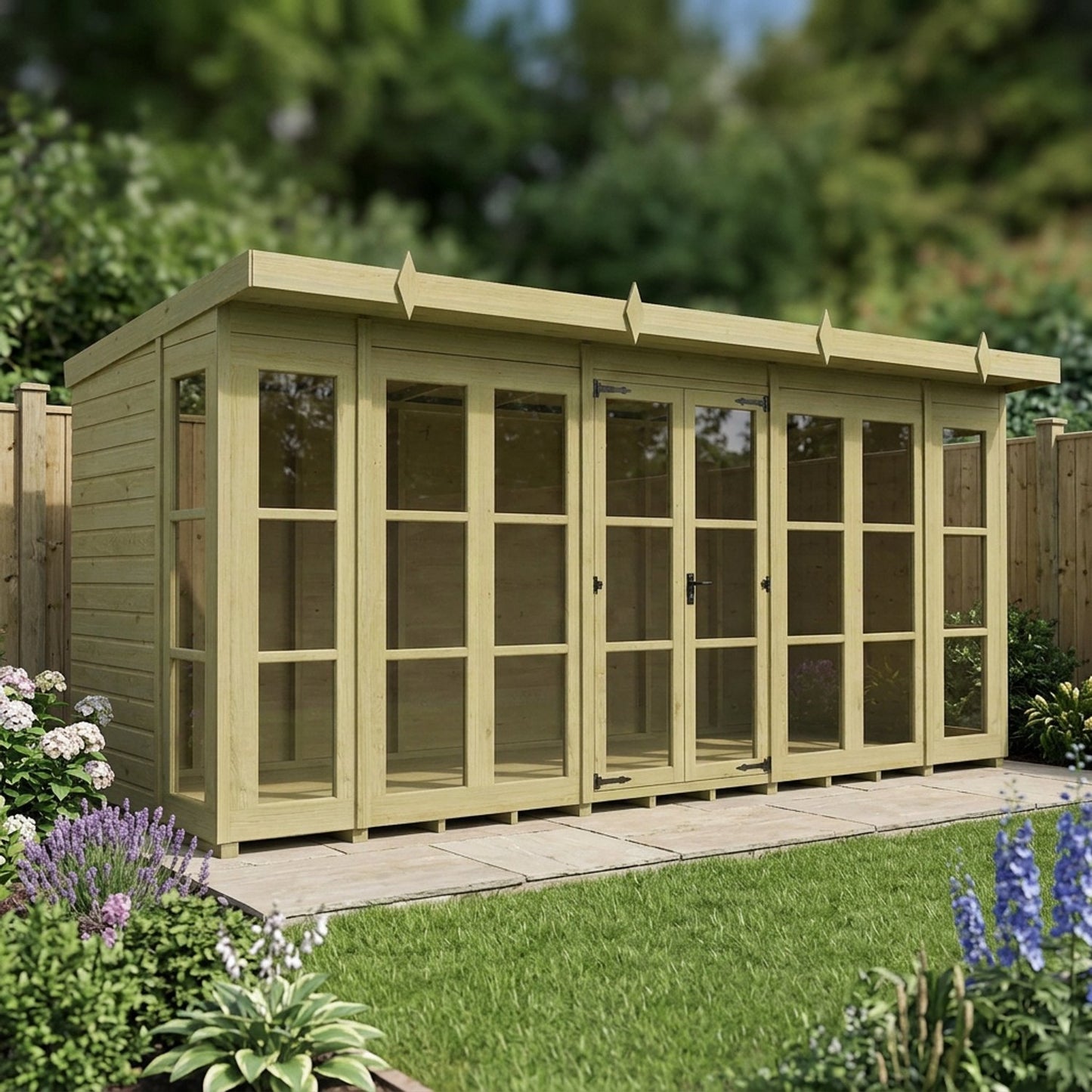 16 x 6 Georgian Window Pent Summer House - view 5