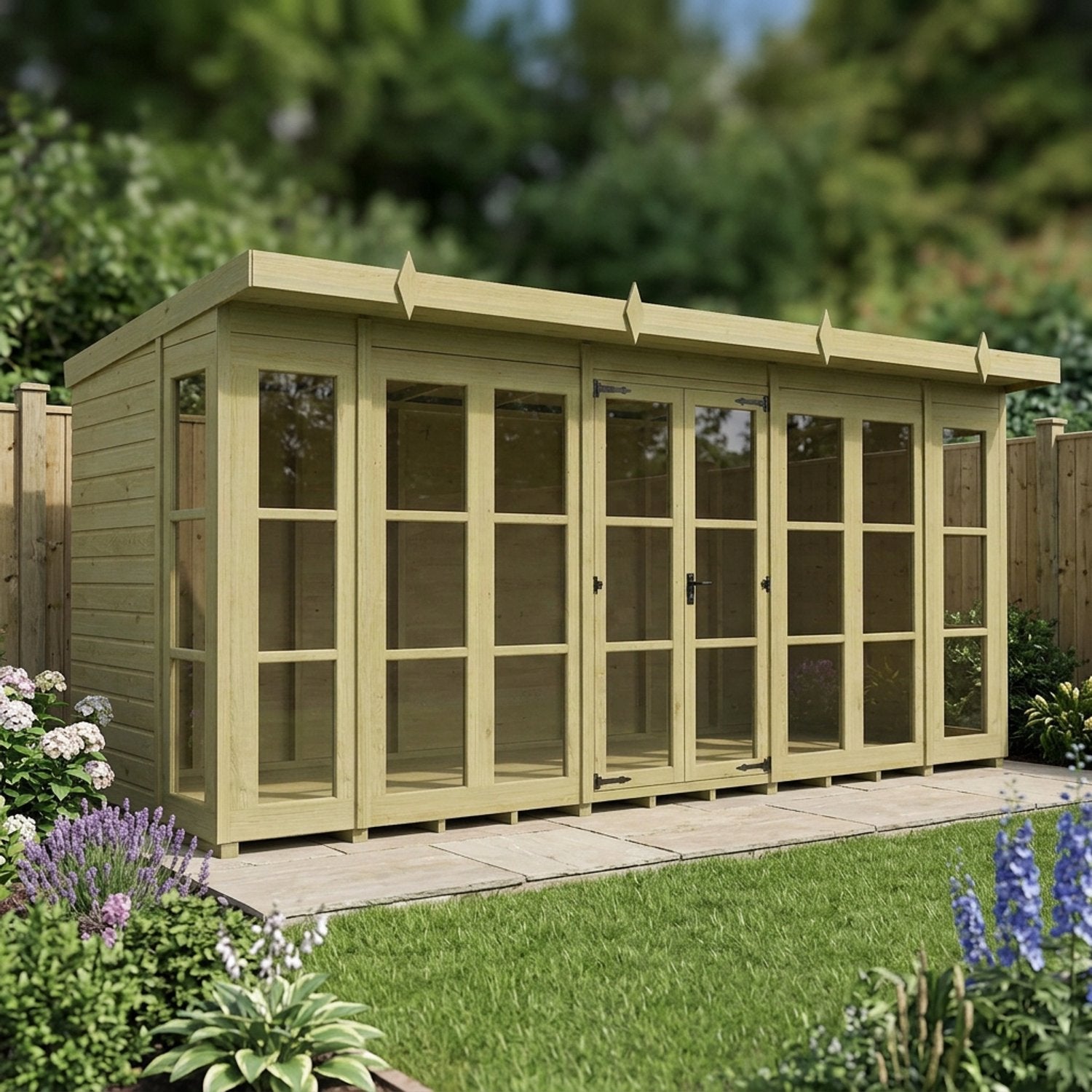 16 x 6 Georgian Window Pent Summer House - view 5
