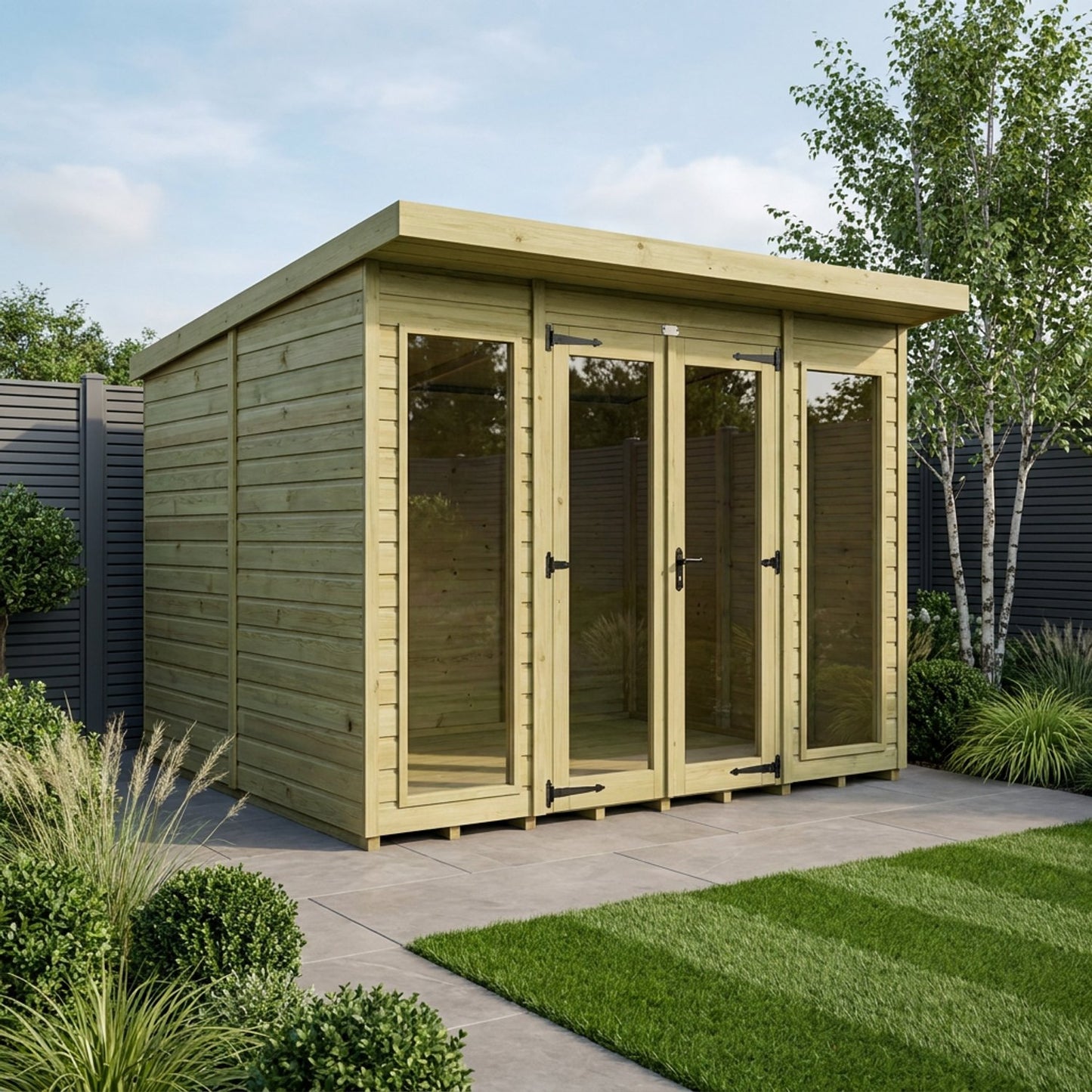 8 x 6 Pent Summer House (Full Height Window) - view 2
