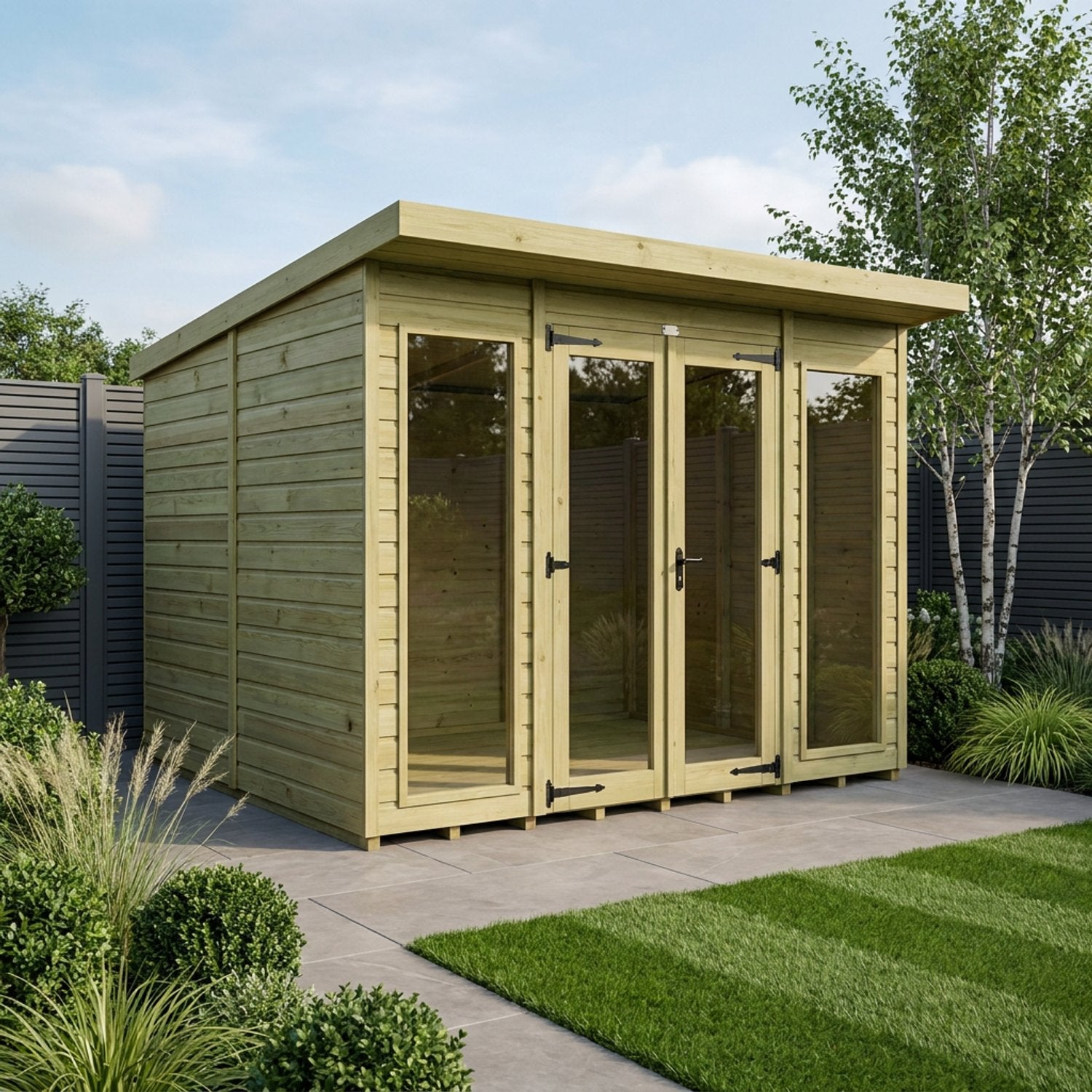 8 x 6 Pent Summer House (Full Height Window) - view 2