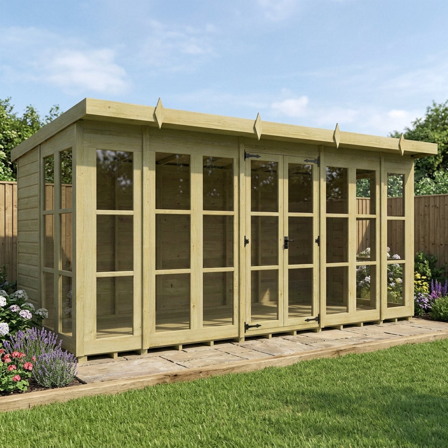 16 x 7 Georgian Window Pent Summer House - view 6
