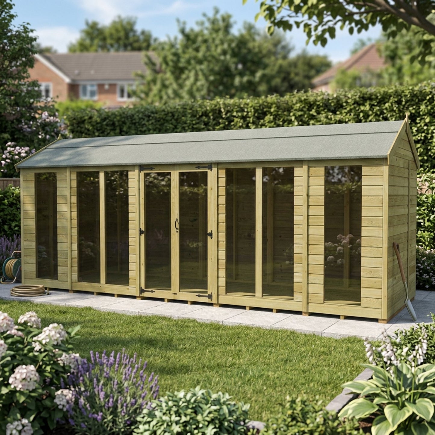 18 x 5 Apex Summer House (Full Height Window) - view 2