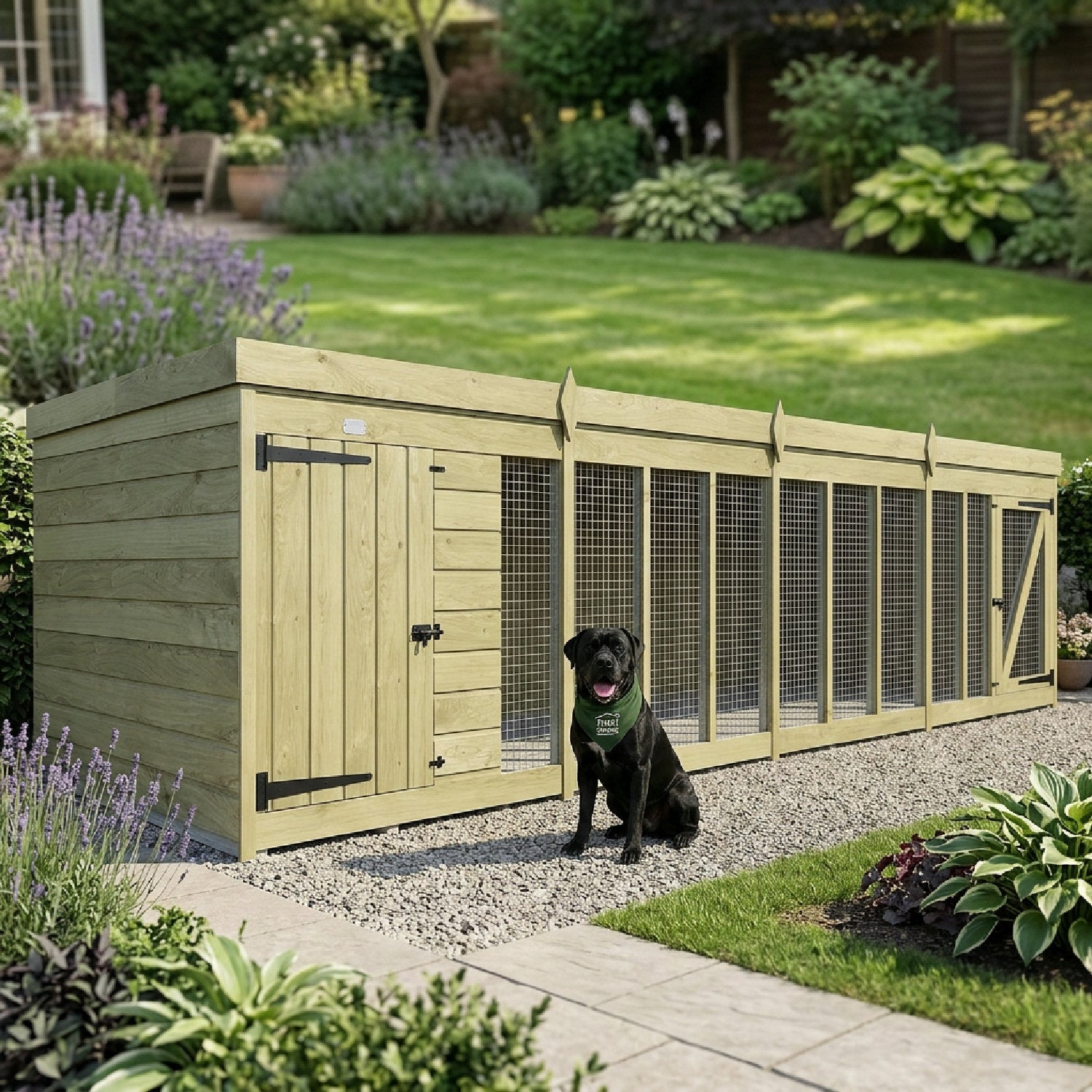 16 x 4 Dog Kennel & Run - UK Made Timber Dog Kennel