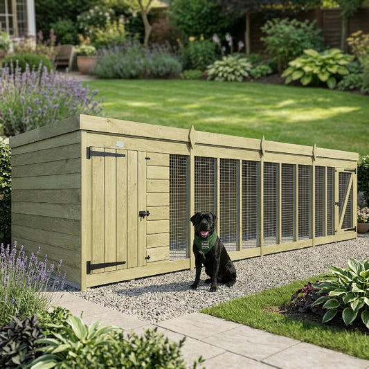16 x 4 Dog Kennel & Run - UK Made Timber Dog Kennel
