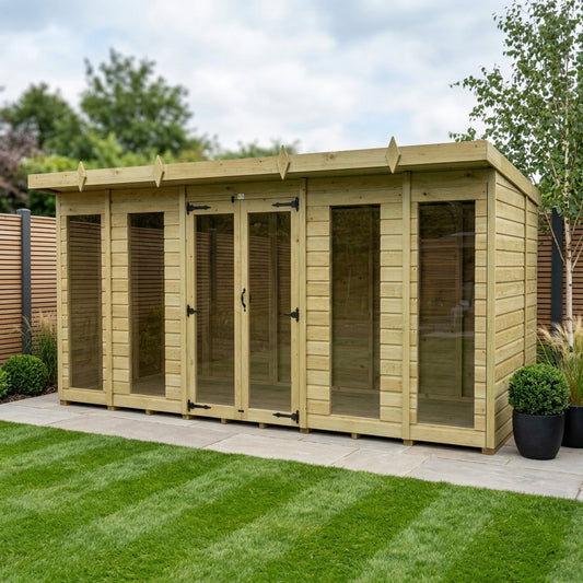 14 x 8 Pent Summer House (Full Height Window) - view 5