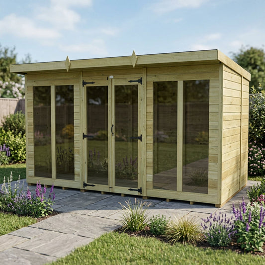 12 x 8 Pent Summer House (Full Height Window) - view 4