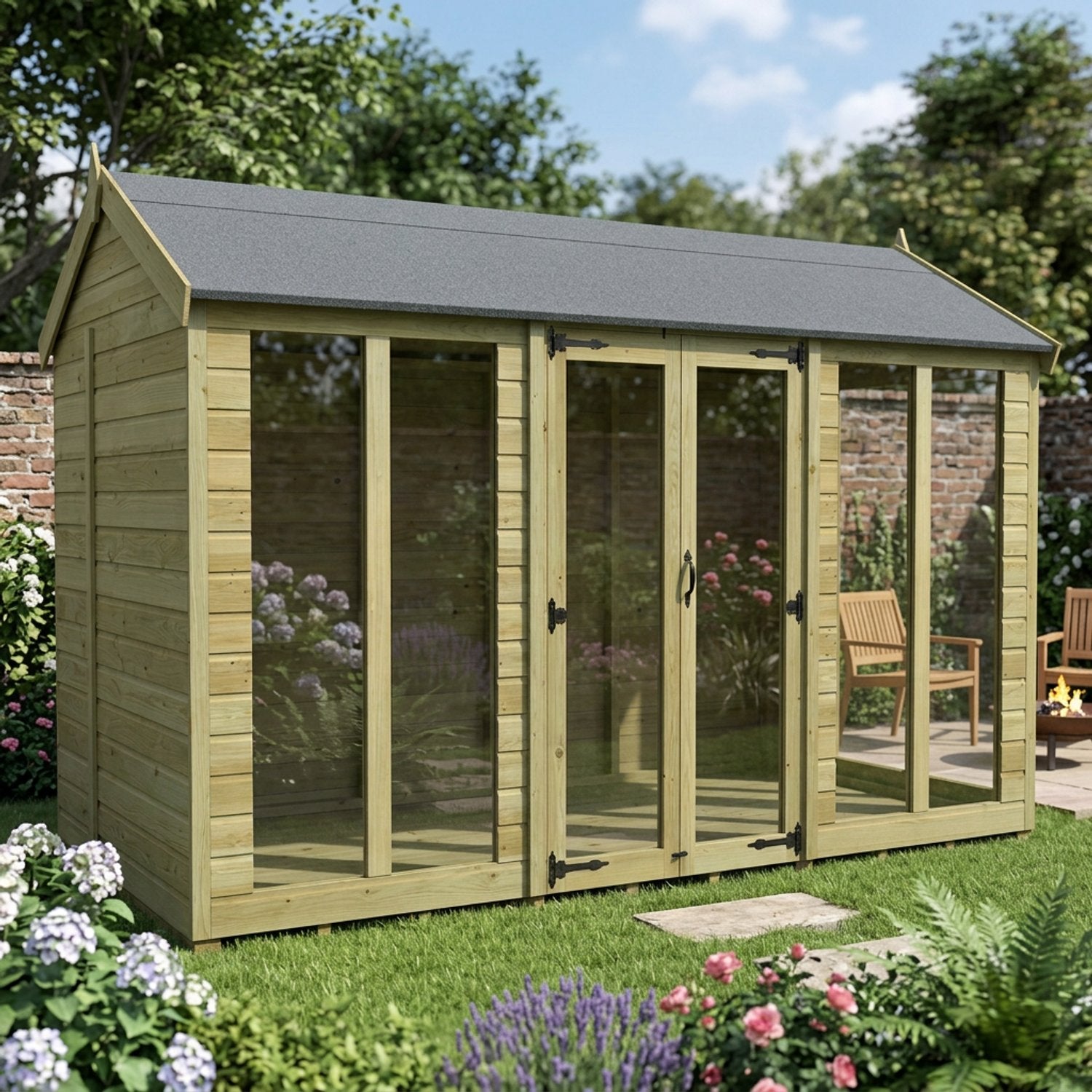 12 x 5 Apex Summer House (Full Height Window) - view 5