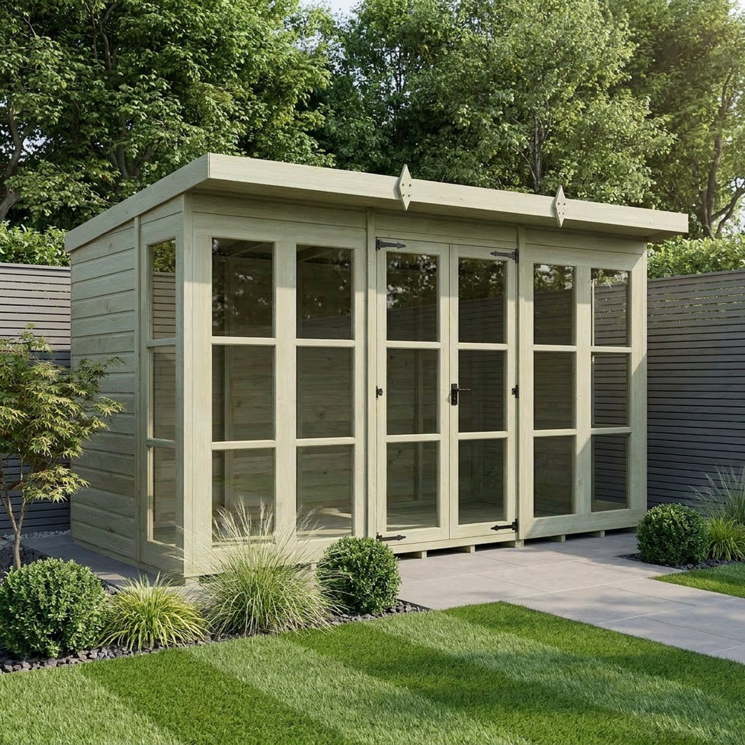 12 x 6 Georgian Window Pent Summer House - view 6