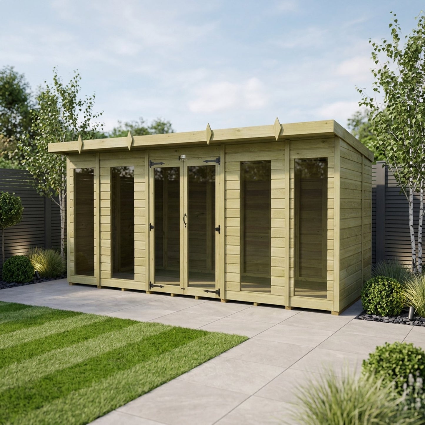 14 x 7 Pent Summer House (Full Height Window) - view 5
