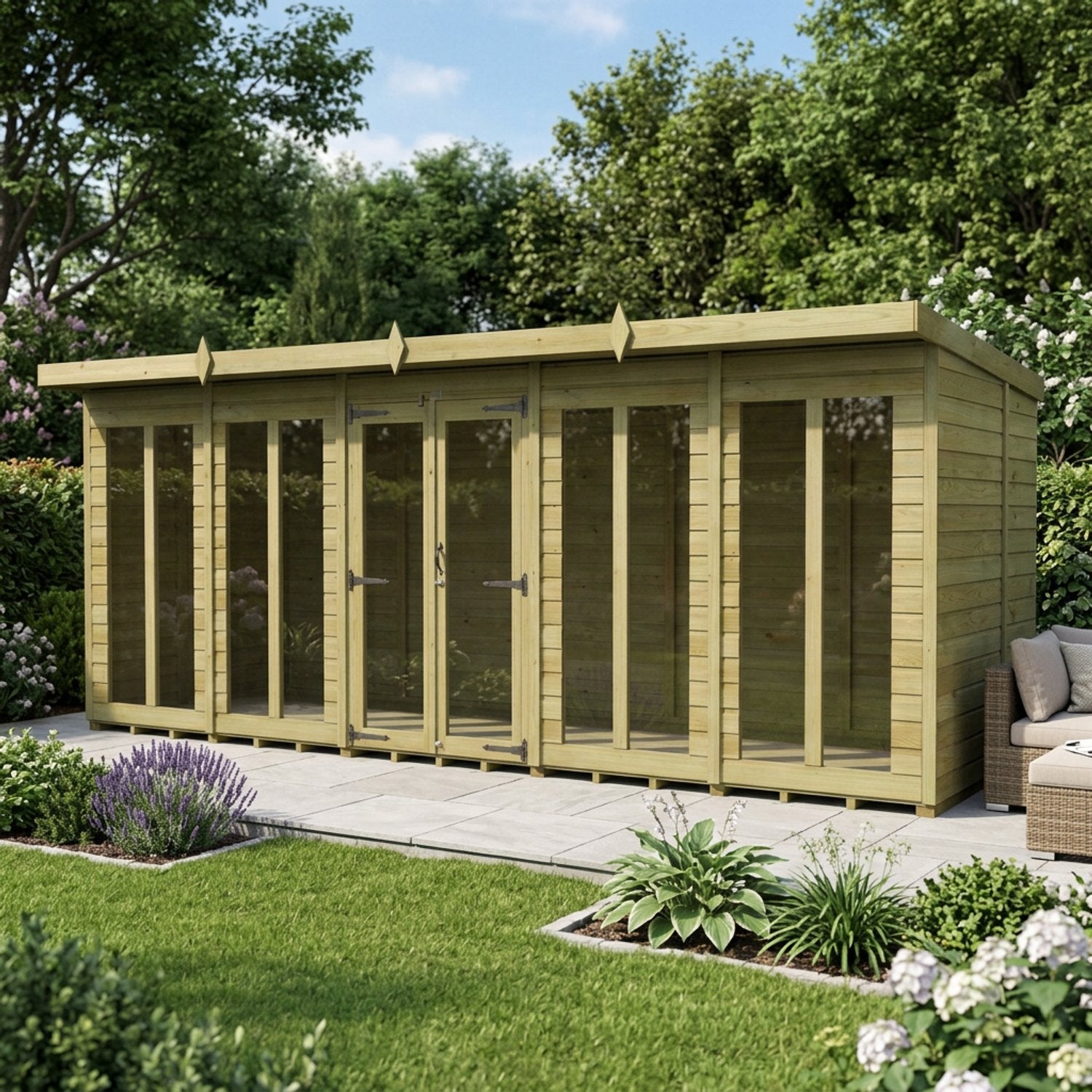 20 x 7 Pent Summer House (Full Height Window) - view 2