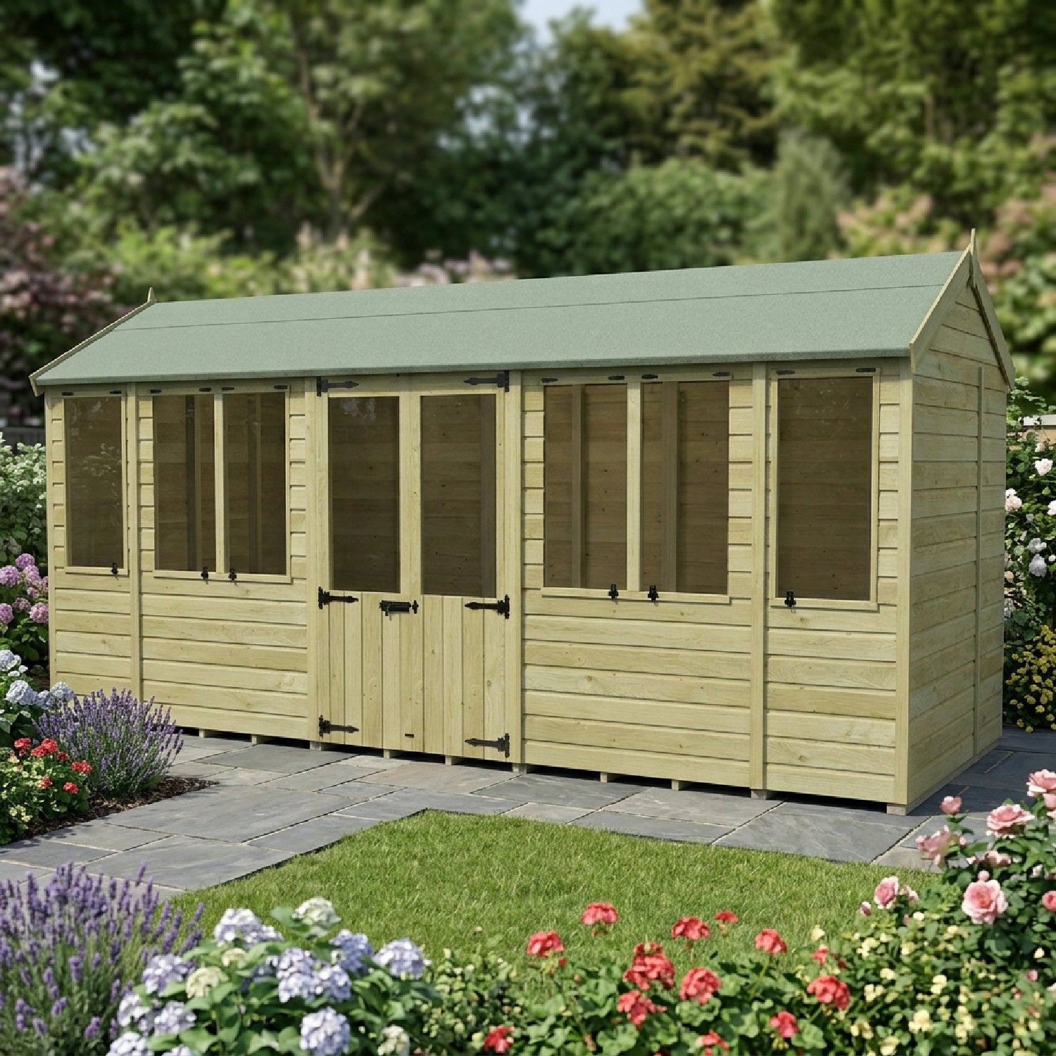16 x 5 Apex Summerhouse - UK Made Timber Garden Building