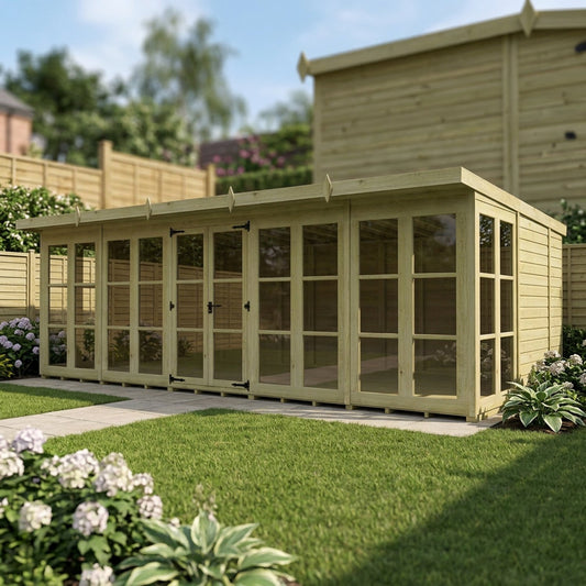 20 x 10 Georgian Window Pent Summer House - view 4