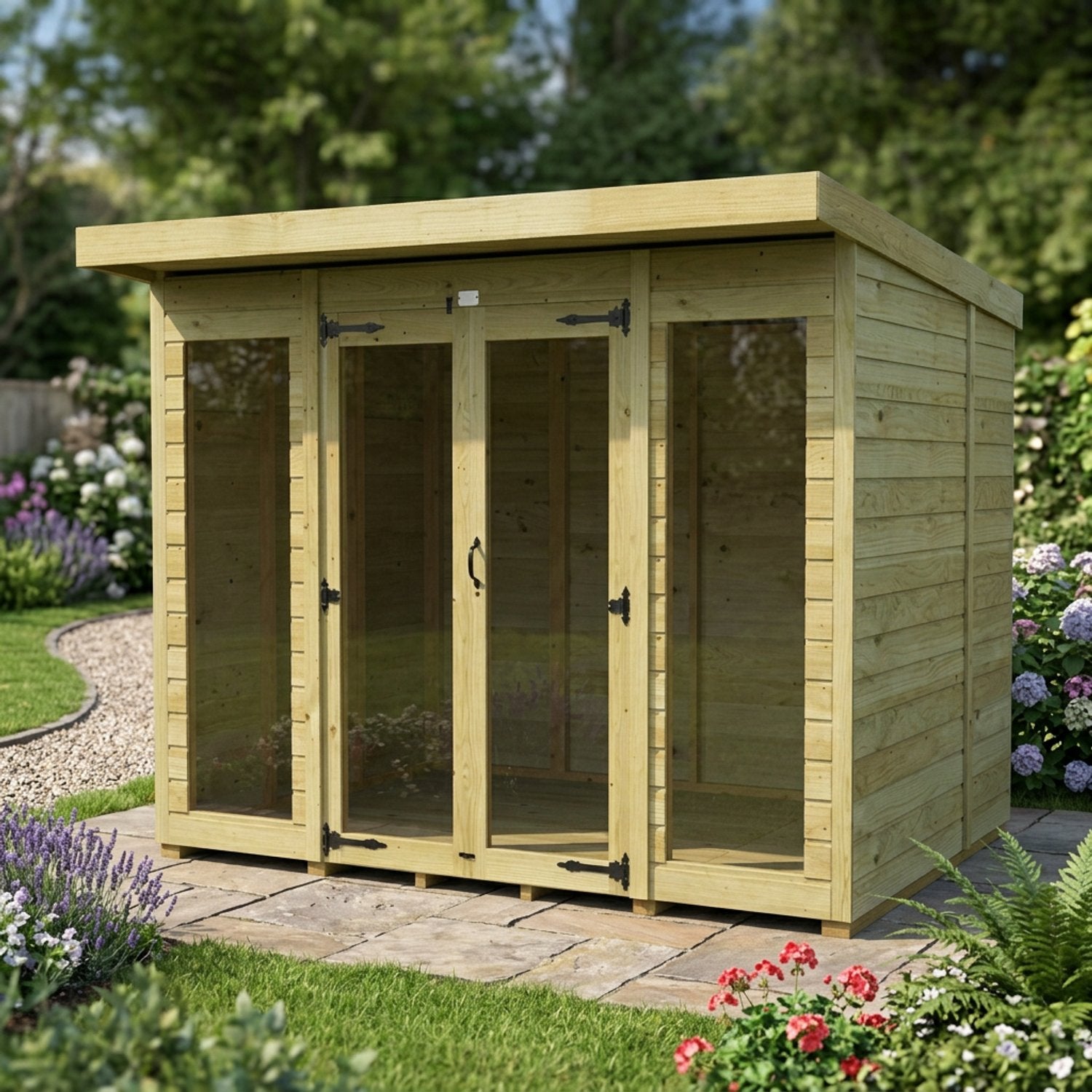 8 x 8 Pent Summer House (Full Height Window) - view 5