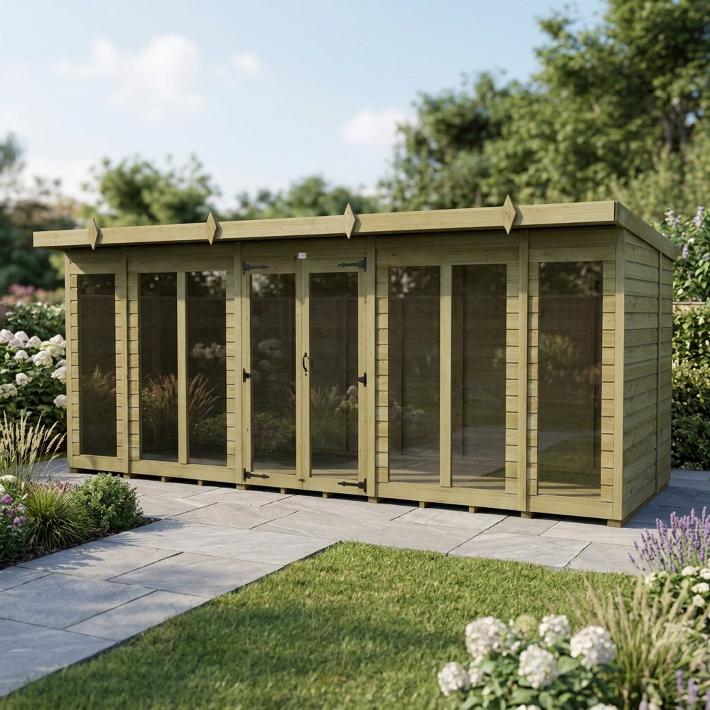 16 x 8 Pent Summer House (Full Height Window) - view 4