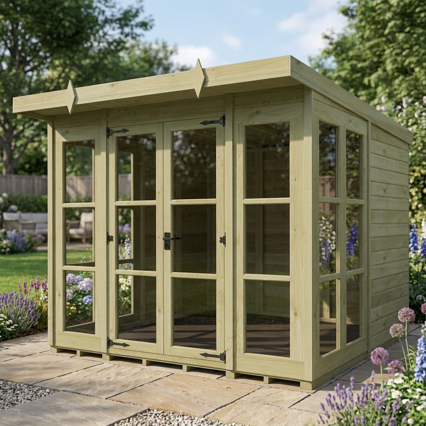 8 x 8 Georgian Window Pent Summer House - view 6