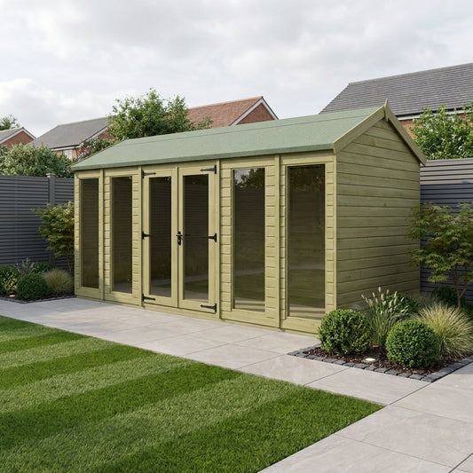 14 x 4 Apex Summerhouse (Full Height Window) - UK Made Timber Garden Building