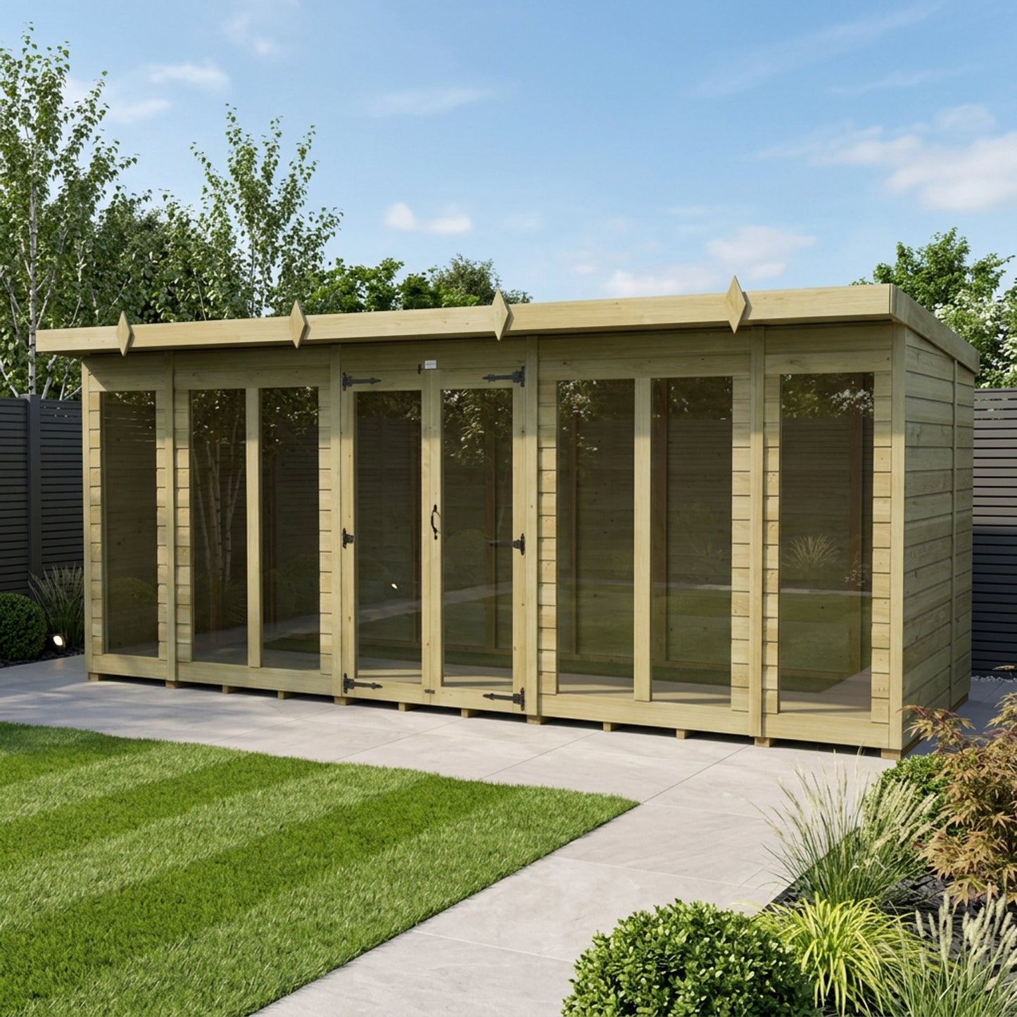 16 x 5 Pent Summer House (Full Height Window) - view 2