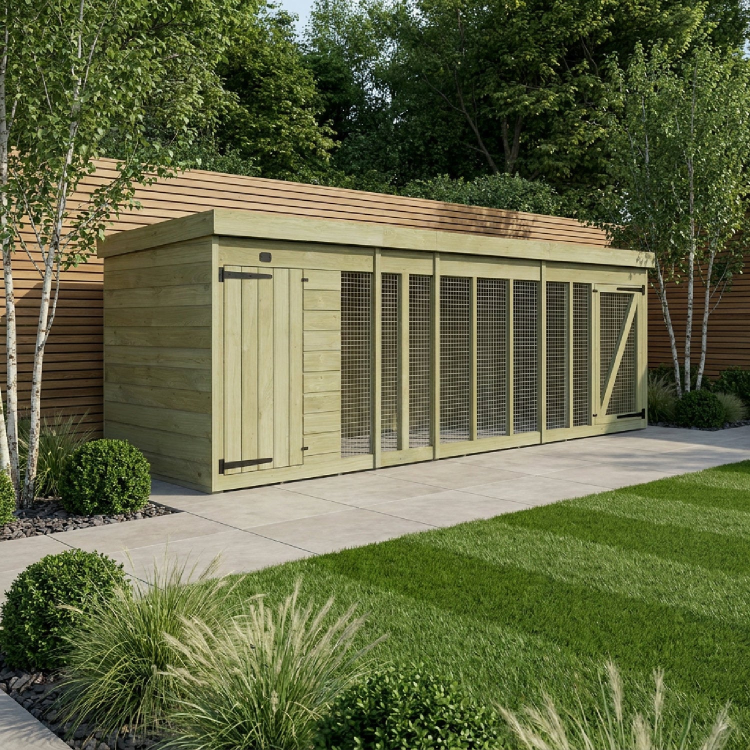 14 x 4 Dog Kennel & Run - UK Made Timber Dog Kennel