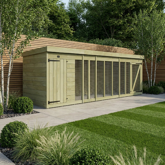14 x 4 Dog Kennel & Run - UK Made Timber Dog Kennel