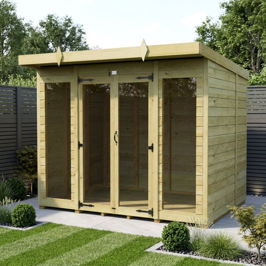 8 x 8 Pent Summer House (Full Height Window) - view 2