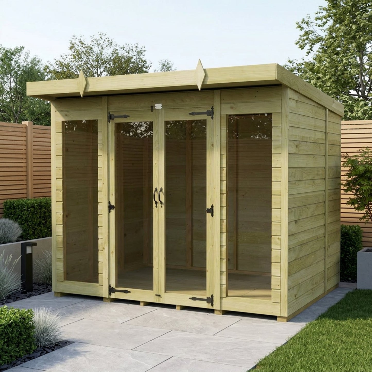 8 x 5 Pent Summerhouse (Full Height Window) - UK Made Timber Garden Building