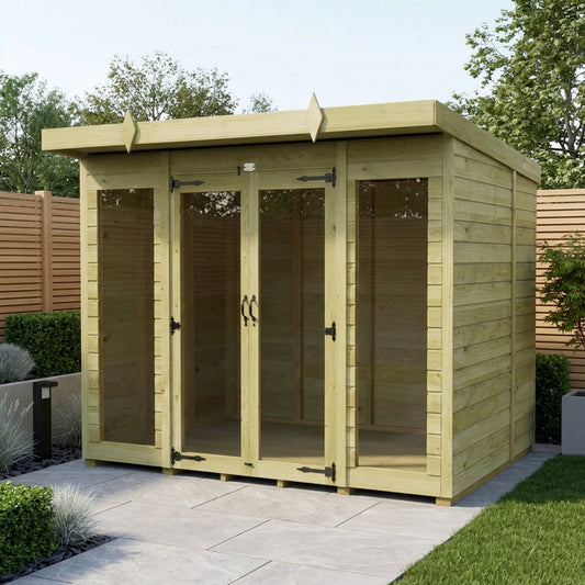 8 x 5 Pent Summerhouse (Full Height Window) - UK Made Timber Garden Building