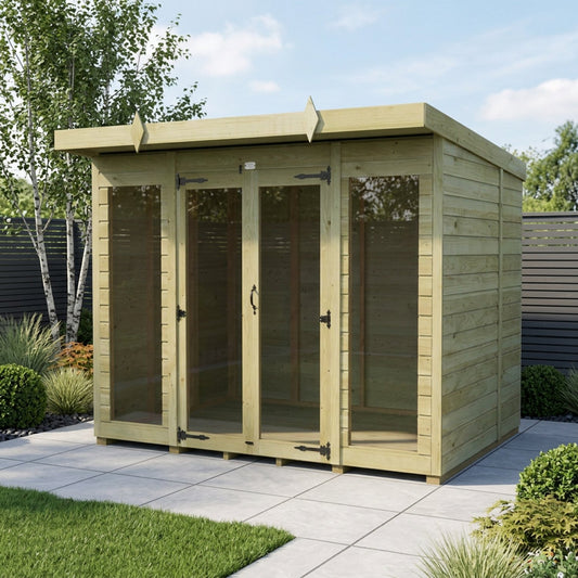 8 x 6 Pent Summer House (Full Height Window) - view 3