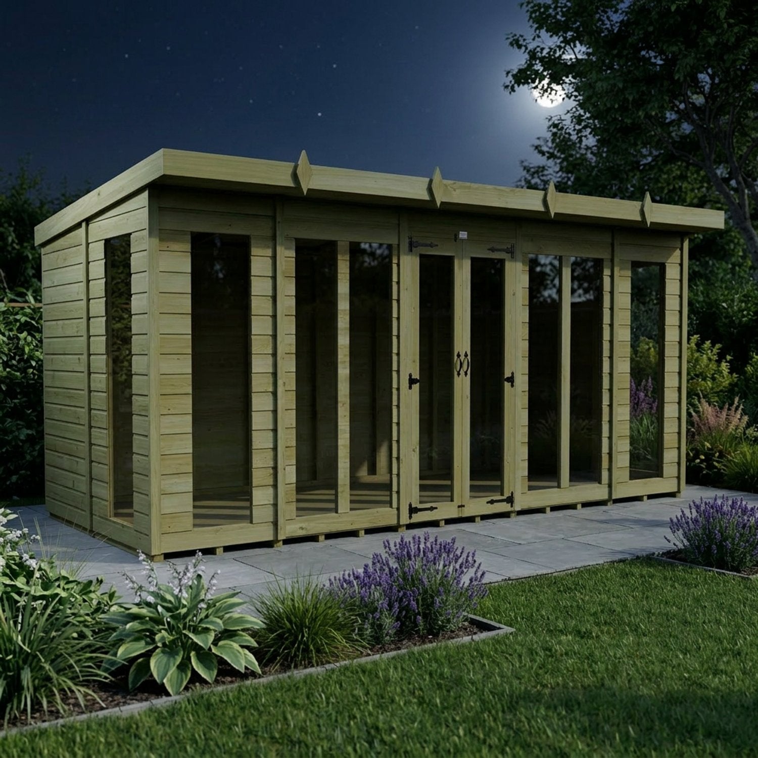 18 x 6 Pent Summer House (Full Height Window) - view 3
