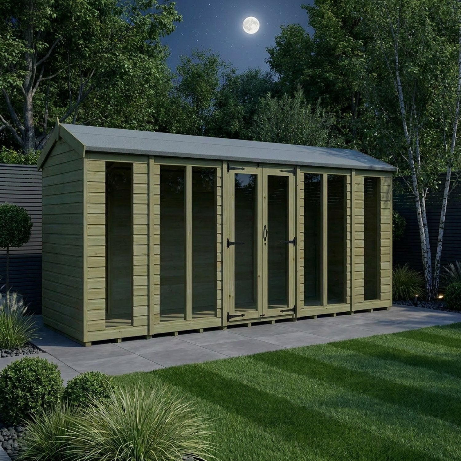 18 x 4 Apex Summer House (Full Height Window) - view 6