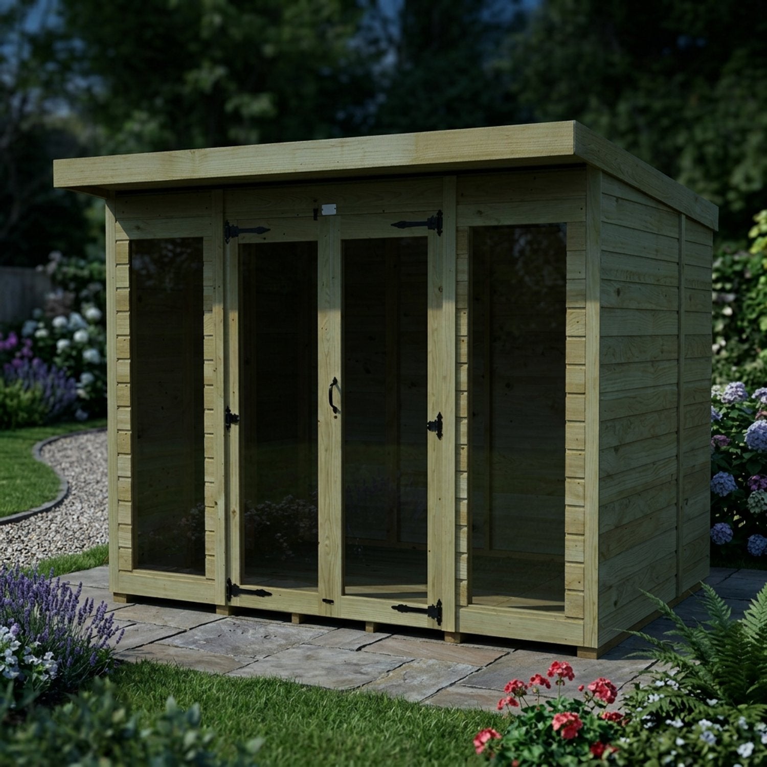 8 x 8 Pent Summer House (Full Height Window) - view 4