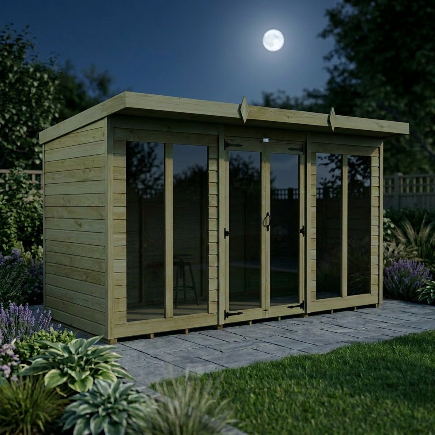 12 x 4 Pent Summer House (Full Height Window) - view 5