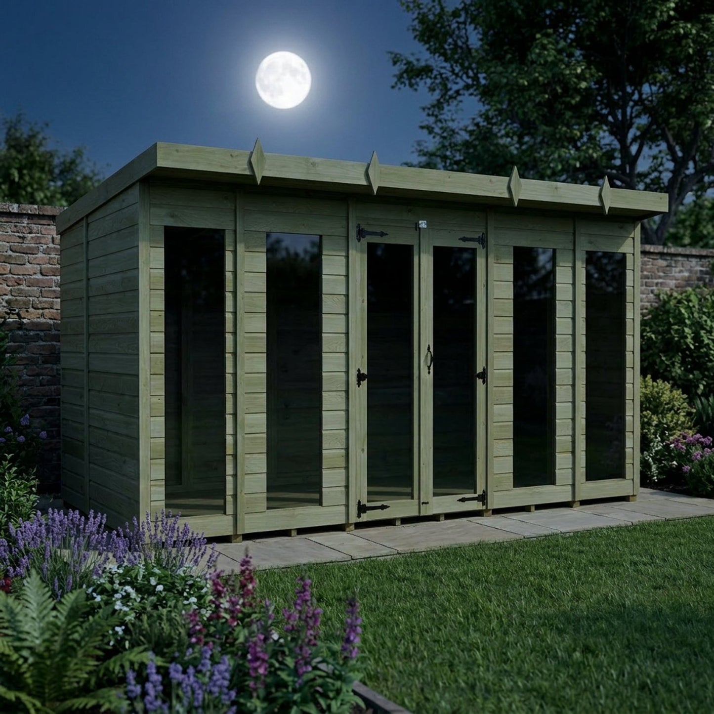 14 x 7 Pent Summer House (Full Height Window) - view 3