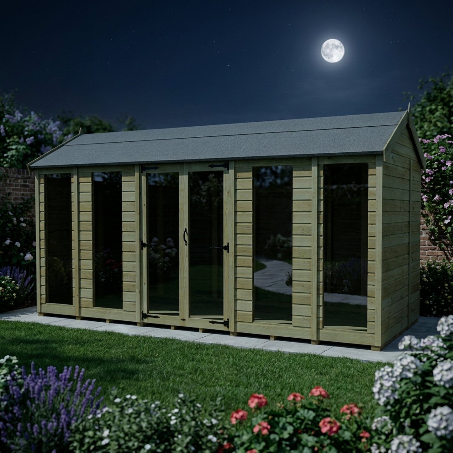 14 x 5 Apex Summer House (Full Height Window) - view 2