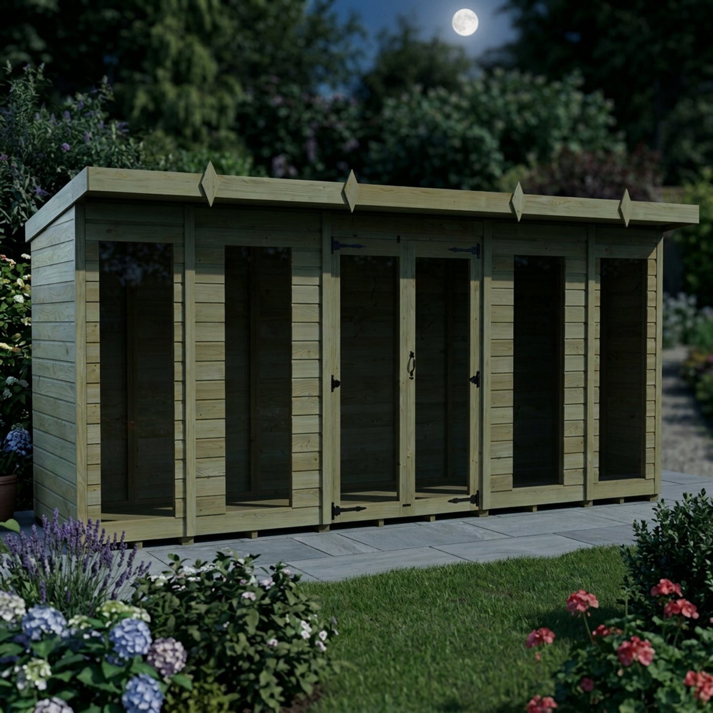 14 x 4 Pent Summer House (Full Height Window) - view 6